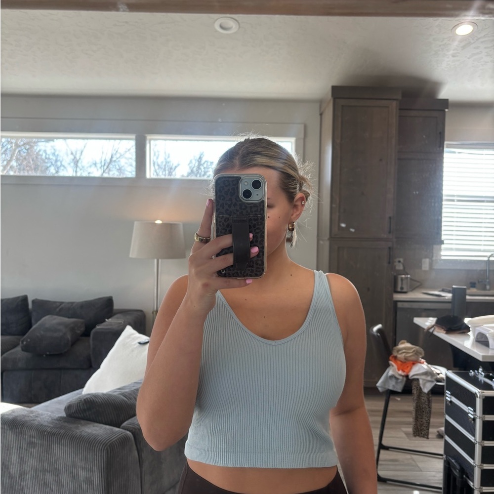 Women's Light Blue Ribbed Tank Top